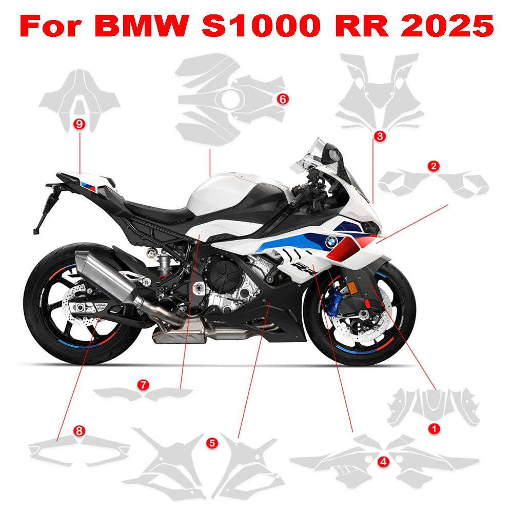 BMW S1000RR 2025 TPU Paint Protection Film (PPF) – Self-Healing Anti-Scratch Fairing Protection – Panel Kits A–I or Full Set – $26–311