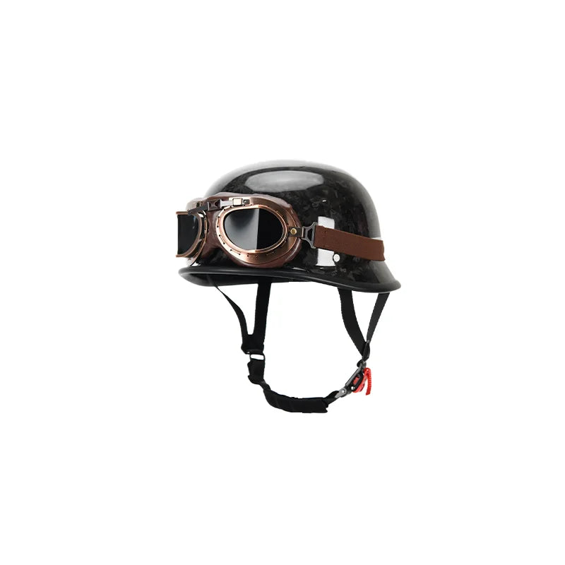 Carbon Fiber Helmets – Forged Carbon Fiber Retro Half Face Motorcycle Helmet, German-Style Lightweight Design