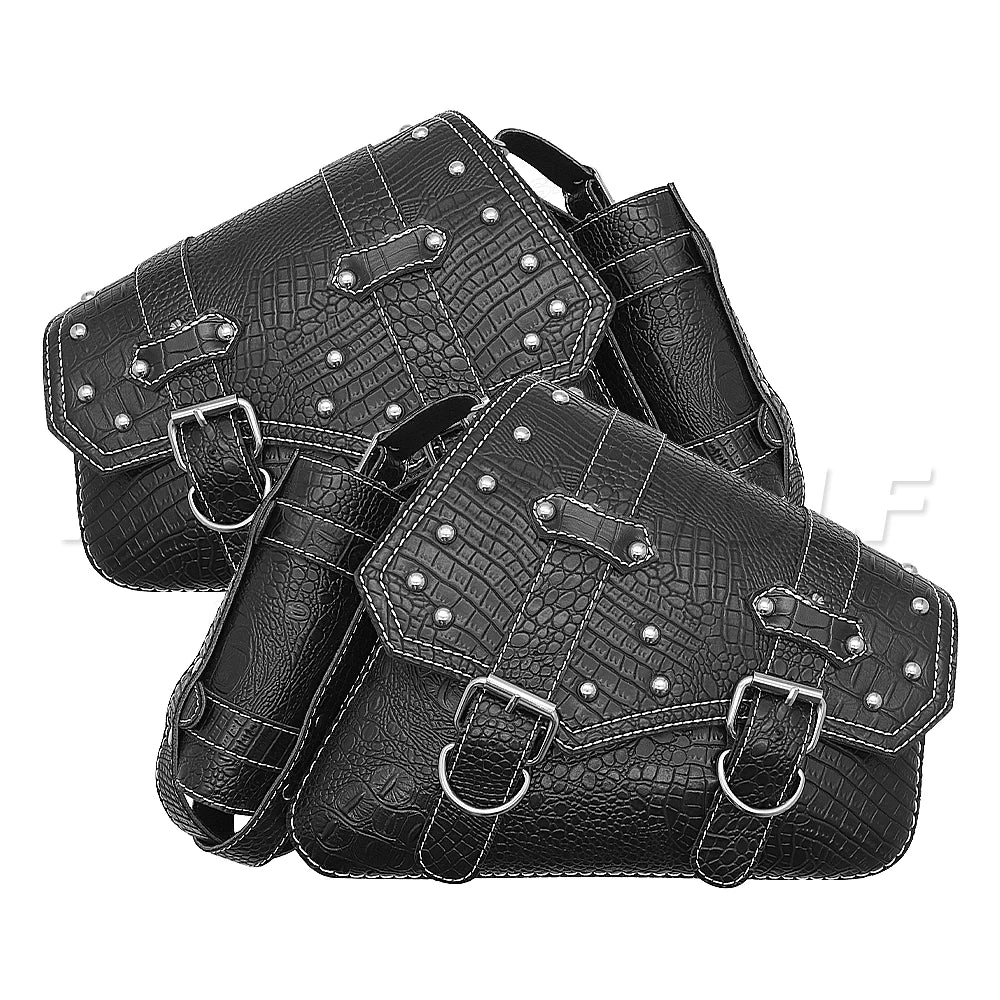 mofastwolf Sportster Iron 883 XL883 1200 Saddlebag Waterproof Storage Bag Motorcycle Swingarm Bag Side Tool Bag PU Leather Hard-Shell Detachable Water Bottle Bag – A-Side / B-Side (1PC)