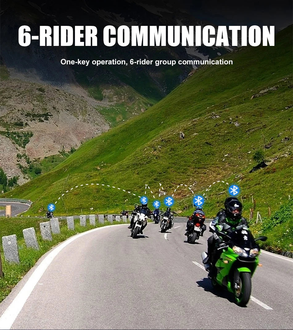 Mornystar S8 Motorcycle Bluetooth Intercom – 6-Rider Music Sharing