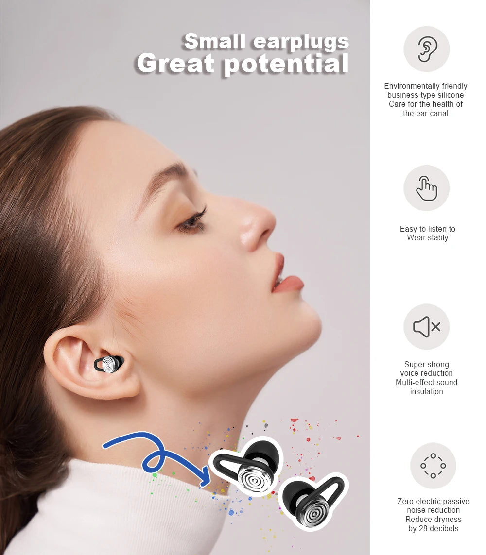 Olyga EP00 Silicone Professional Earplug Anti-Noise Ear Plugs for Work Travel Focus Learning Reduce Disturbances – 28dB – CE Certified – Reusable – Black / Gold / Silver