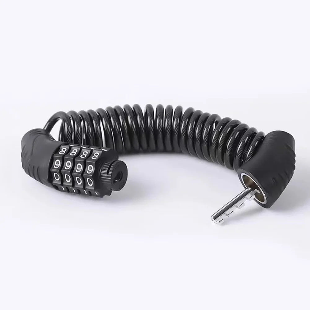 Motorcycle 4-Digit Password Combination Chain Lock Bicycle Anti-Theft Helmet Safety Lock Portable Durable Wire Cable Lock