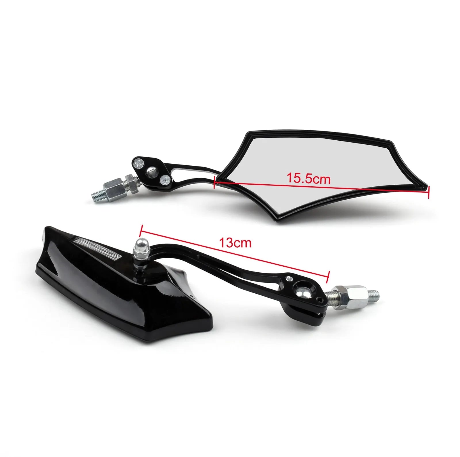 Universal Motorcycle Rear View Side Mirrors - 8mm 10mm Bolts - Fits Street Bike, Dirt Bike, Cruiser, Chopper, Scooter