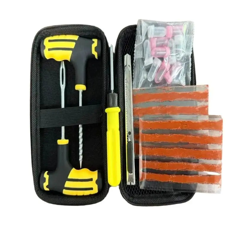 Professional Tubeless Tire Plug Repair Kit – Heavy Duty Zinc Alloy T-Handle Tools – Car Motorcycle Truck SUV ATV – 6pcs with Storage Box – $12