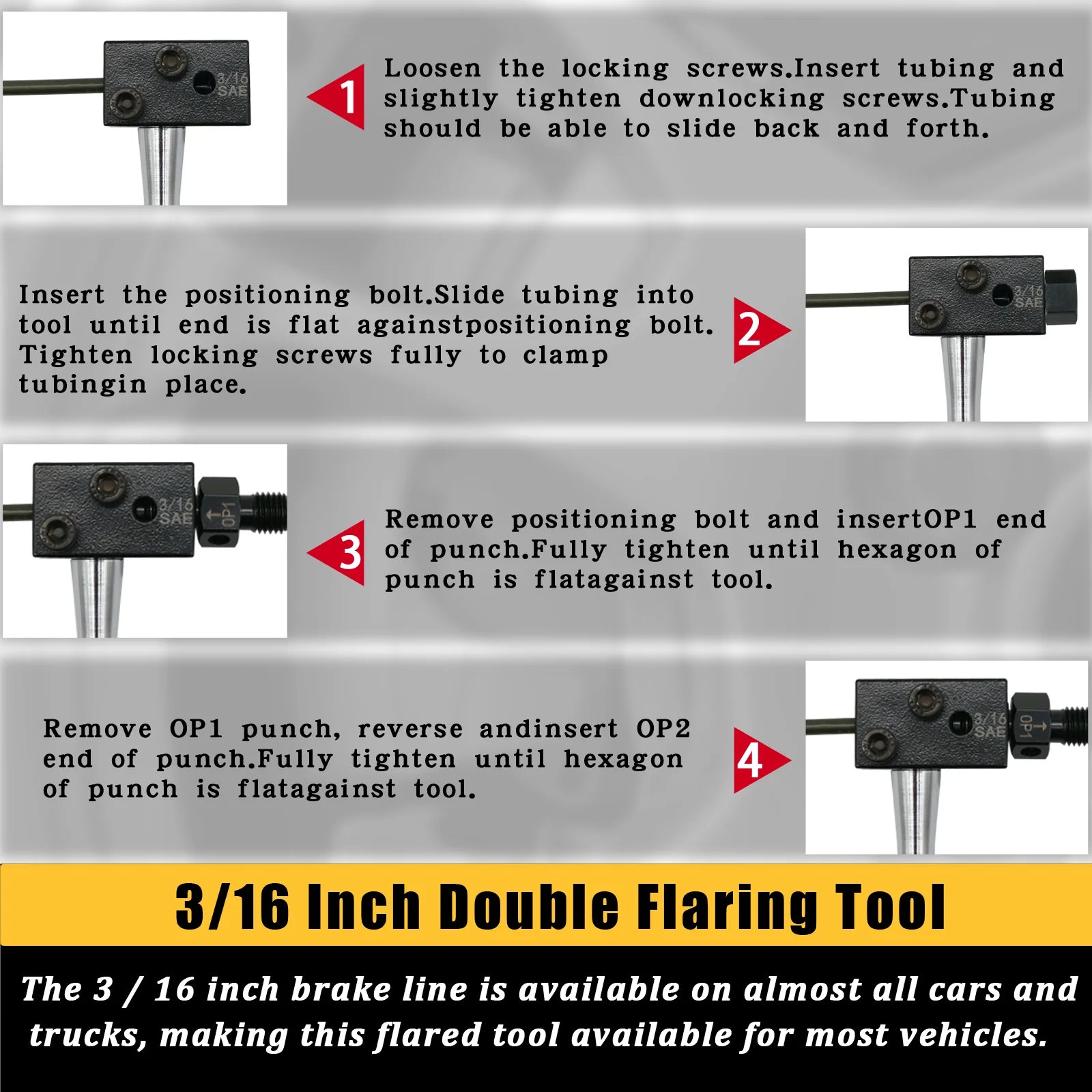 3/16" Brake Line Double Flaring Tool – Brake Line Tools – Handheld 45° SAE or DIN Double Flare Tool for Motorcycle Automotive and Truck Brake Line – 629g – $25