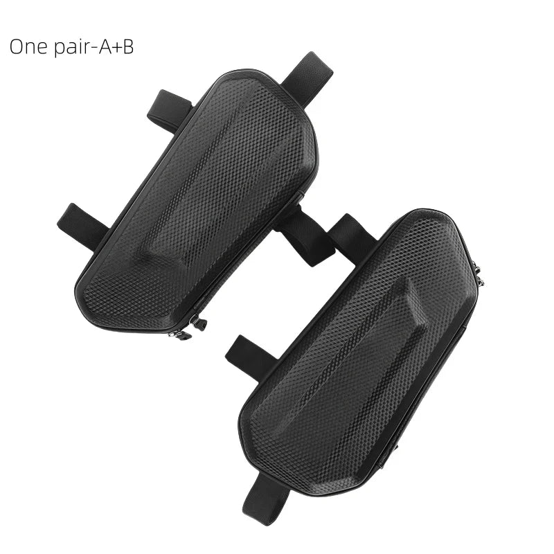 Large Capacity Motorcycle Side Bag Universal No Logo Saddlebag Waterproof Multifunctional Storage Pouch EVA Hard Shell Triangle Bag – Black (Left-B / Right-A / One Pair-AB)