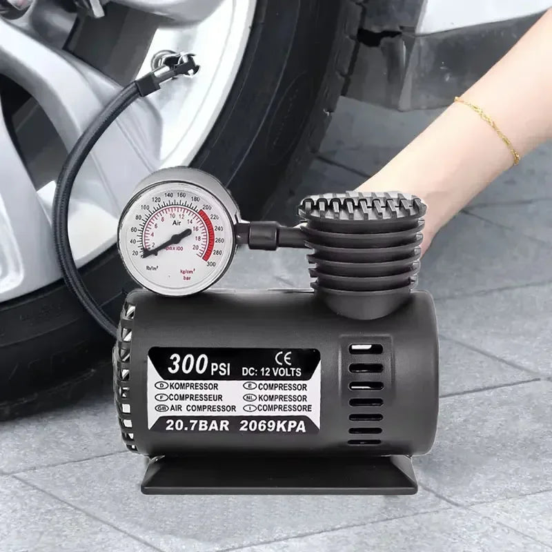 Portable Air Compressor – 300 PSI 12V Mini Tire Inflator