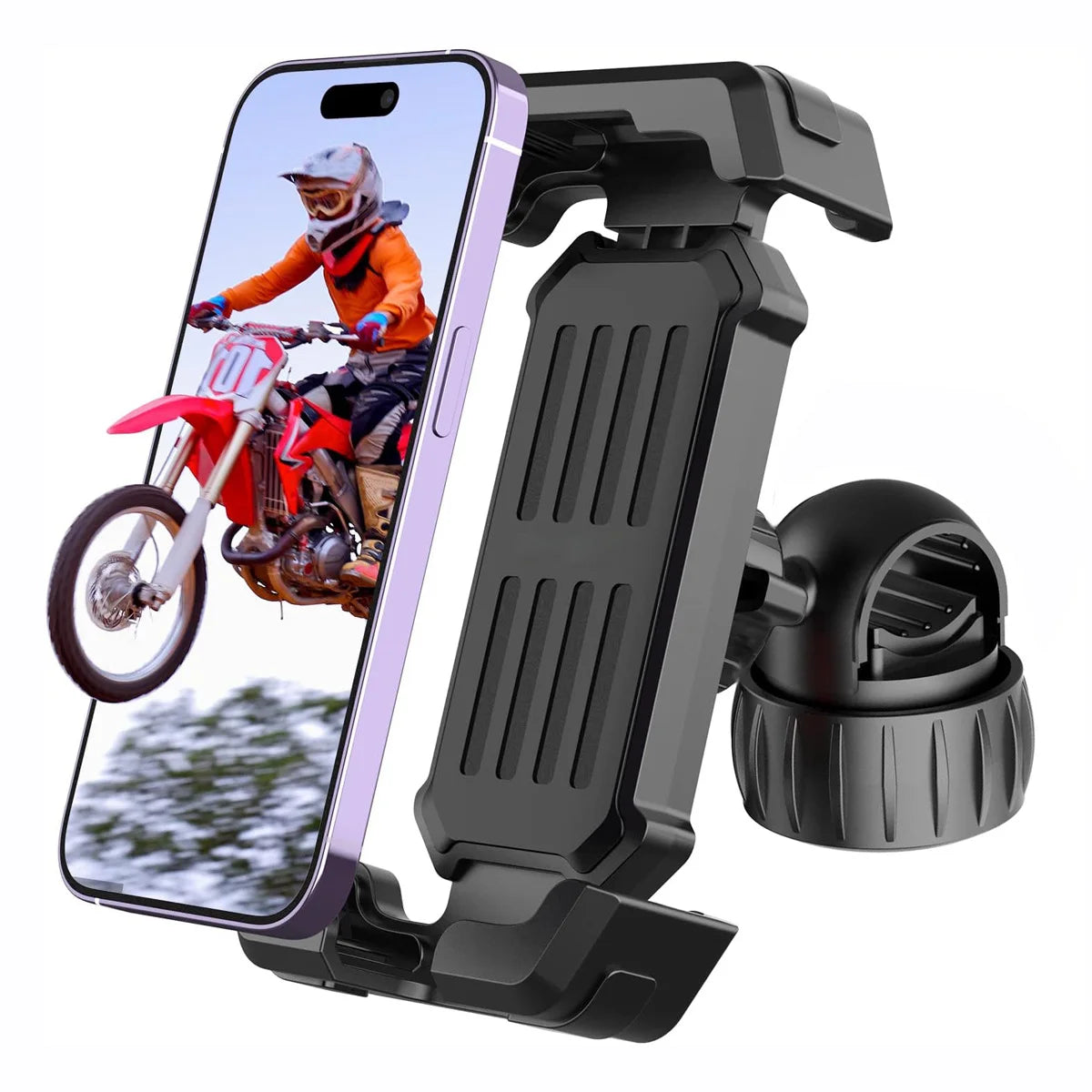 Anti-Vibration Motorcycle Phone Mount – Shockproof Quick-Install Holder with Vibration Dampener for 4.7–7" Phones