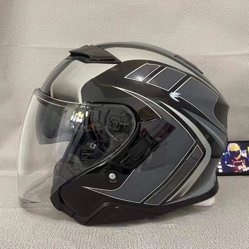 Open Face Helmets – J-Cruise II 3/4 Jet Motorcycle Helmet, Dual Visor, Retro Scooter Style for Men & Women