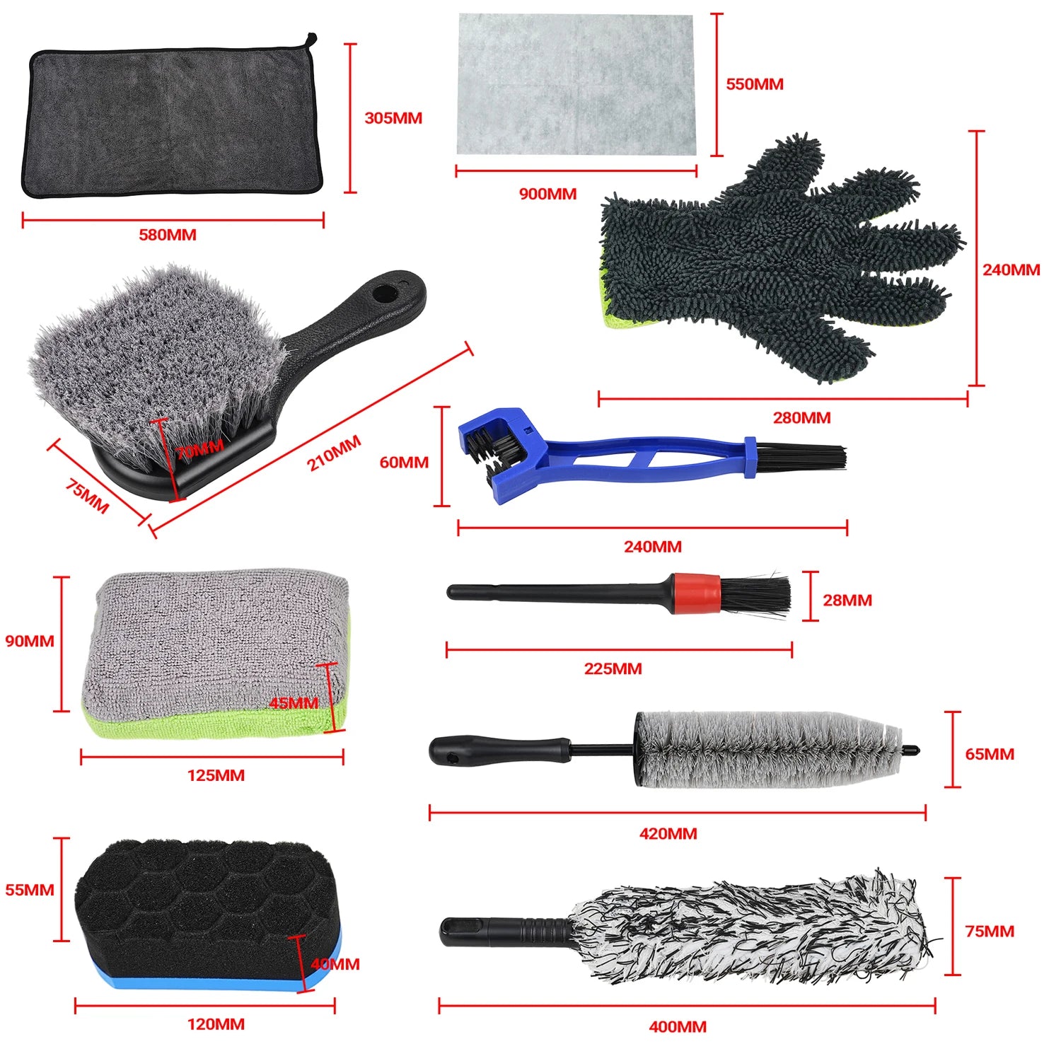 JFGRACING 10-Piece Motorcycle Detailing