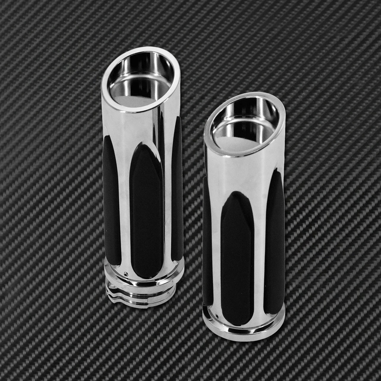 MACTIONS Harley-Davidson CNC Billet Aluminum Motorcycle Handlebar Grips 1" 25mm Rubber Vibration-Absorbing Hand Grips for Harley Touring Road King Sportster XL 883 1200 Dyna Softail V-Rod – 3 Styles (1 Pair)