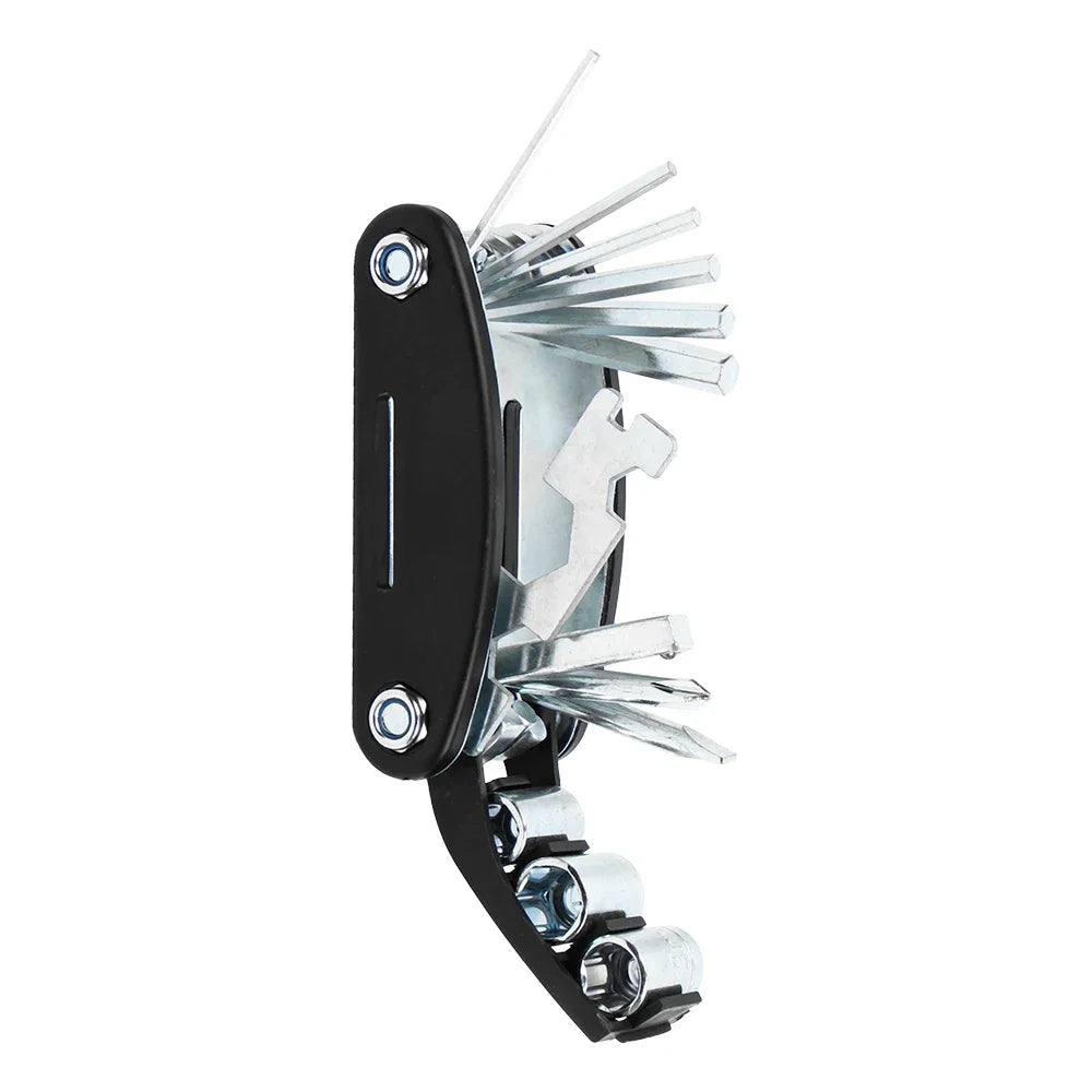 RVICHMOTO 16-in-1 Motorcycle Multi-Tool Kit – Allen + Socket + Flat Wrench + Screwdriver + Spoke Tool + Extension Rod – $20