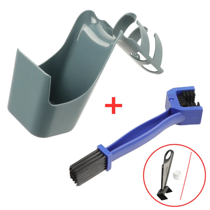 Chain Oil Storage Box & Brush Kit – Motorcycle & Bicycle Chain Cleaning Maintenance Organizer – Black / Blue / Orange – $18
