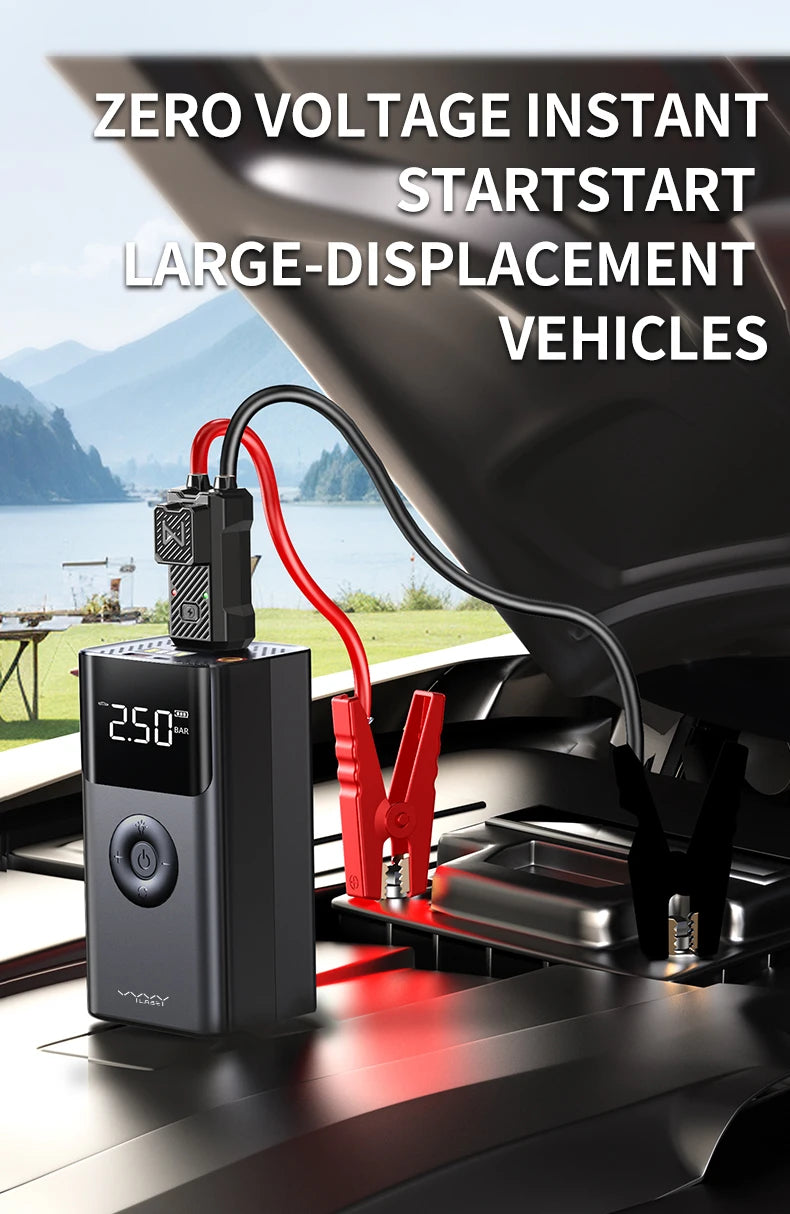 BASEUS QS003 Plus 4-in-1 Jump Starter – 12V 1000A with 150PSI Air Compressors, LED Light & Power Bank
