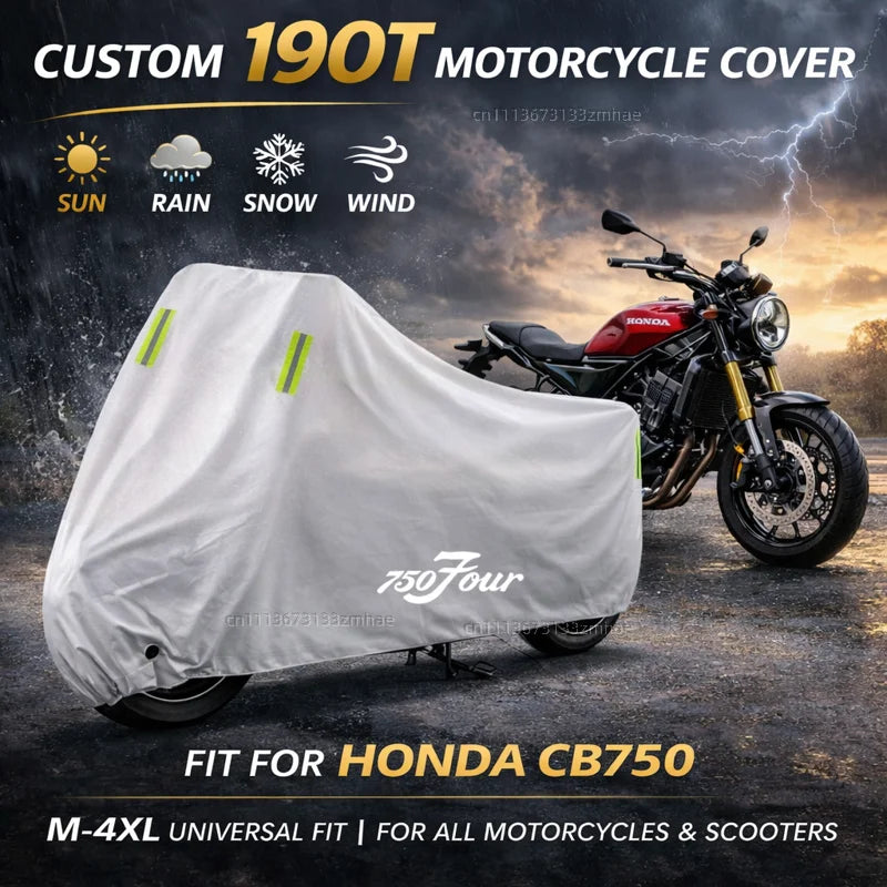 For Honda CB750 CB 750 Hornet 2023 Motorcycle Cover Waterproof Heavy Duty Outdoor Rain Dust Sun Protector – 190T Polyester PU Anti-UV Silver M-4XL
