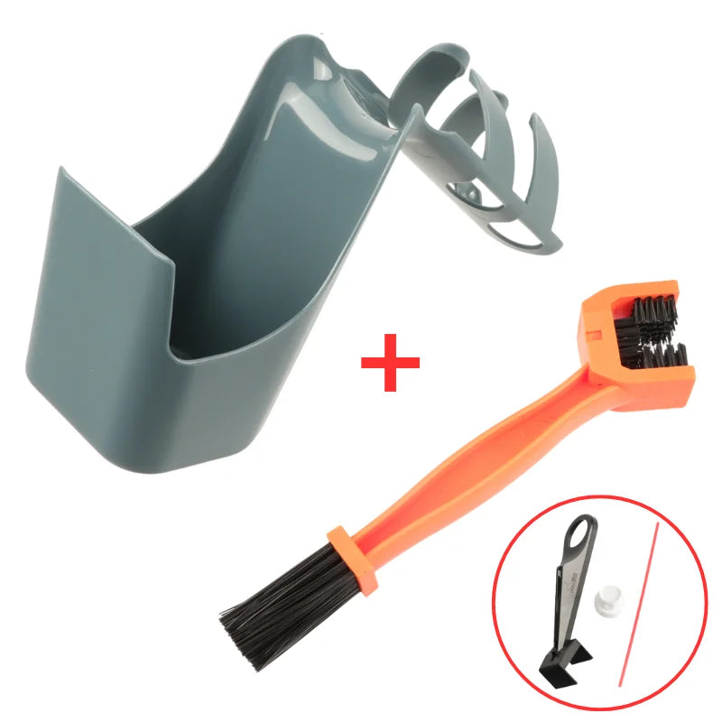 Chain Oil Storage Box & Brush Kit – Motorcycle & Bicycle Chain Cleaning Maintenance Organizer – Black / Blue / Orange – $18