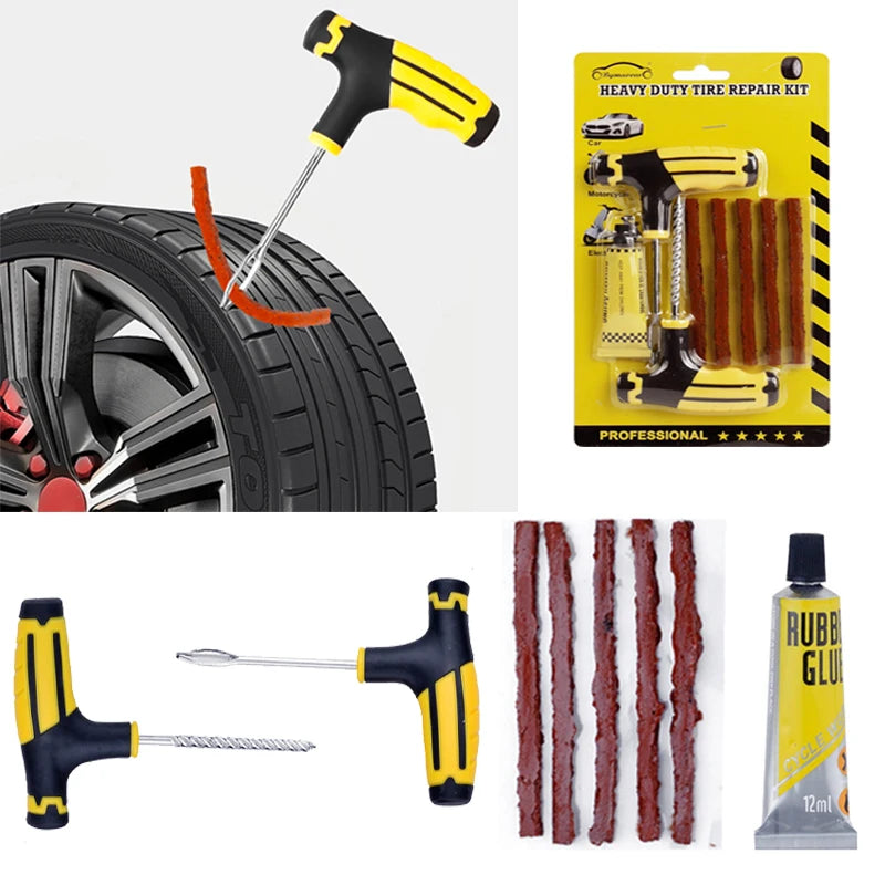 8pcs Emergency Tubeless Tire Repair Kit with Repair Strips – With or Without Storage Box – Car Motorcycle Bicycle – $15
