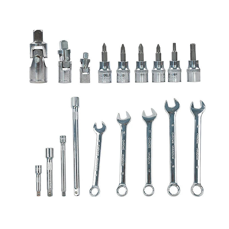 tungfull 121-Piece Chrome Vanadium Steel Socket Ratchet Wrench Set – Auto & Motorcycle Repair – Storage Box – $188