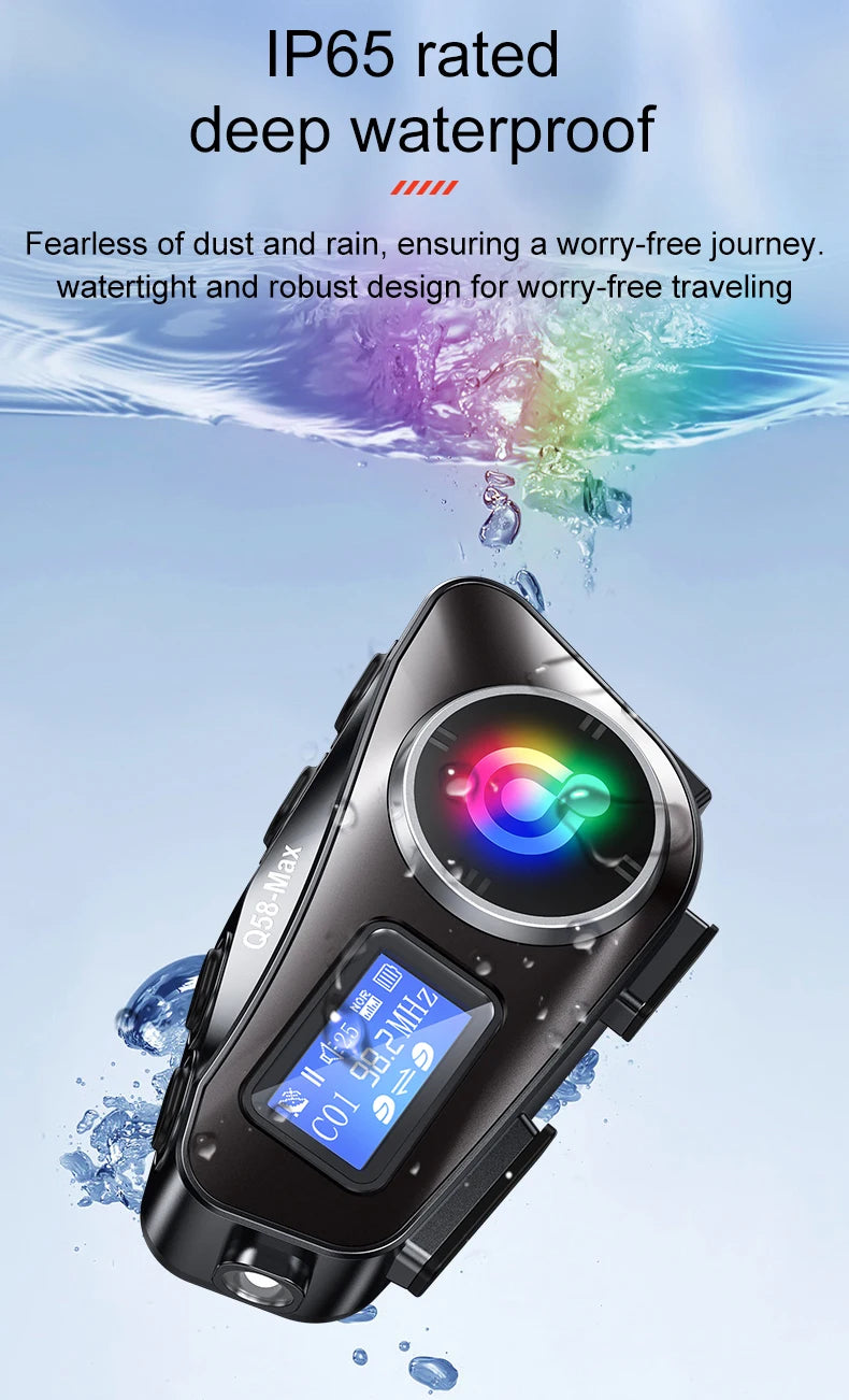 Q58 Max Motorcycle Bluetooth Intercom – 500m Helmet Communication