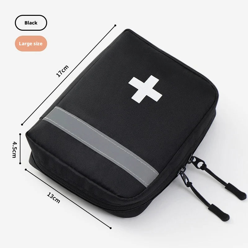 Reflective Portable First Aid Kit for Outdoor Hiking Camping - Emergency Medicine Organizer with Car Storage Strips