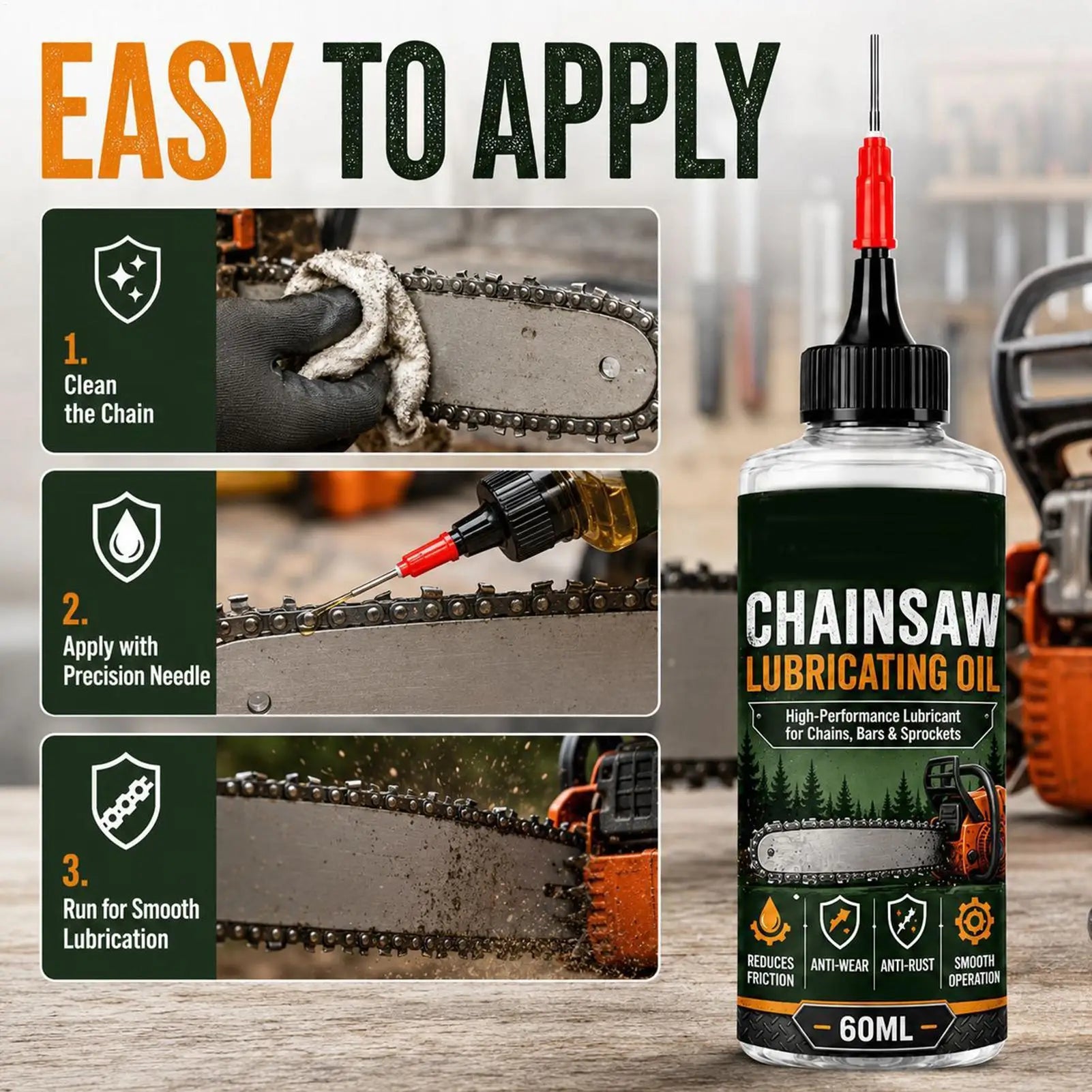 Chain Saw Oil Lubricant 60ml – Long-Lasting Anti-Rust Grease Chain Lube for Bicycle Trimmer Motorcycle Garage Lawn – $17