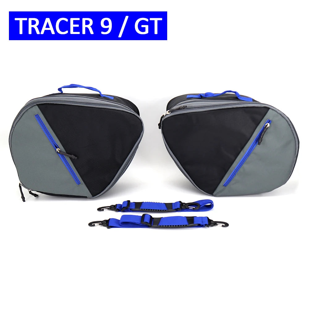 Otilli Yamaha Tracer 9 900 GT Motorcycle Luggage Bags Expandable Inner Bags Pannier Liner Tool Box Saddle Bag Suitcases Nylon – Blue / Red (1 Pair)