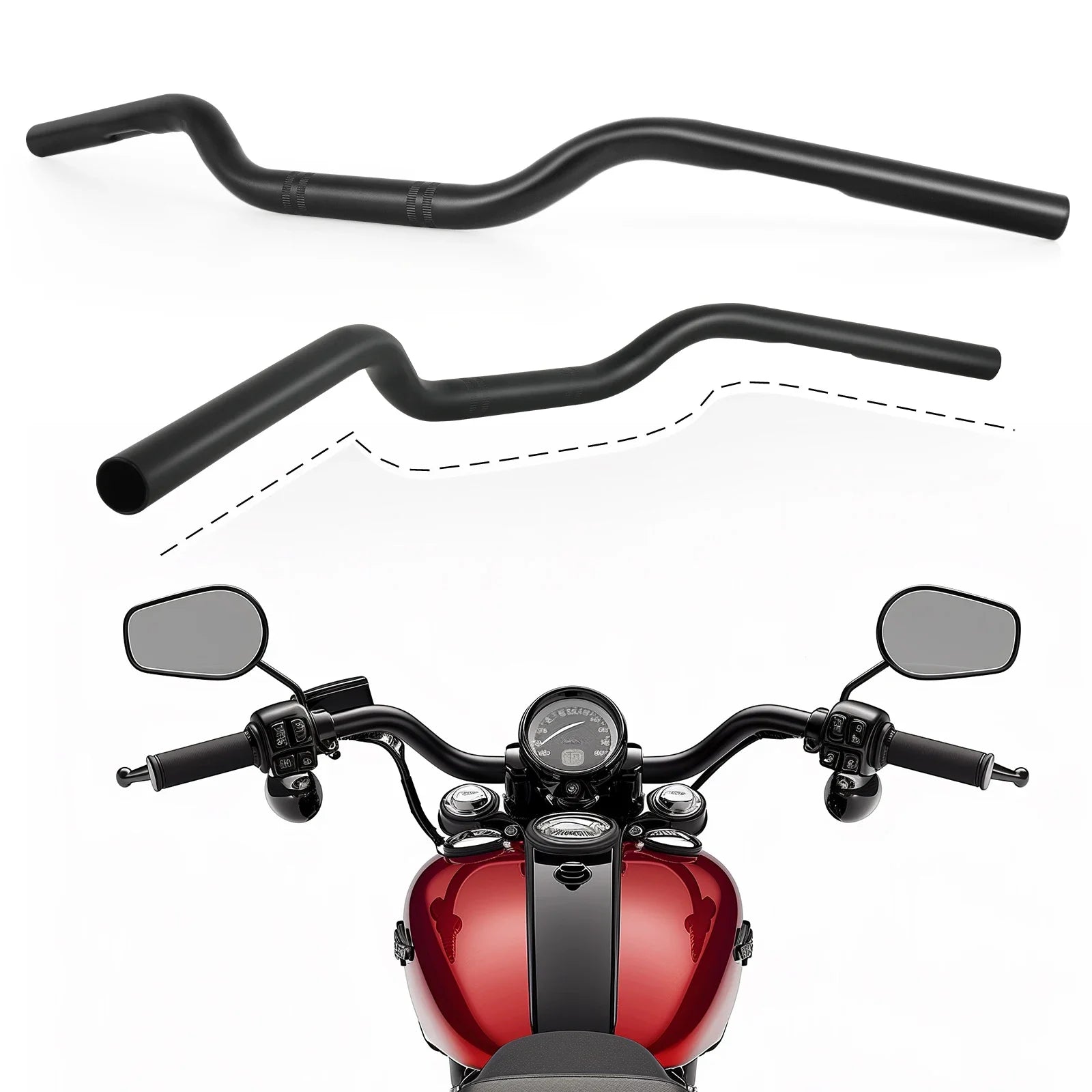 Motorcycle 22mm 25mm Drag Bar Handlebar Handle Dimpled For Harley Sportster XL883 XL1200 X48 Dany Softail Fat Bob Boy FLST FXST
