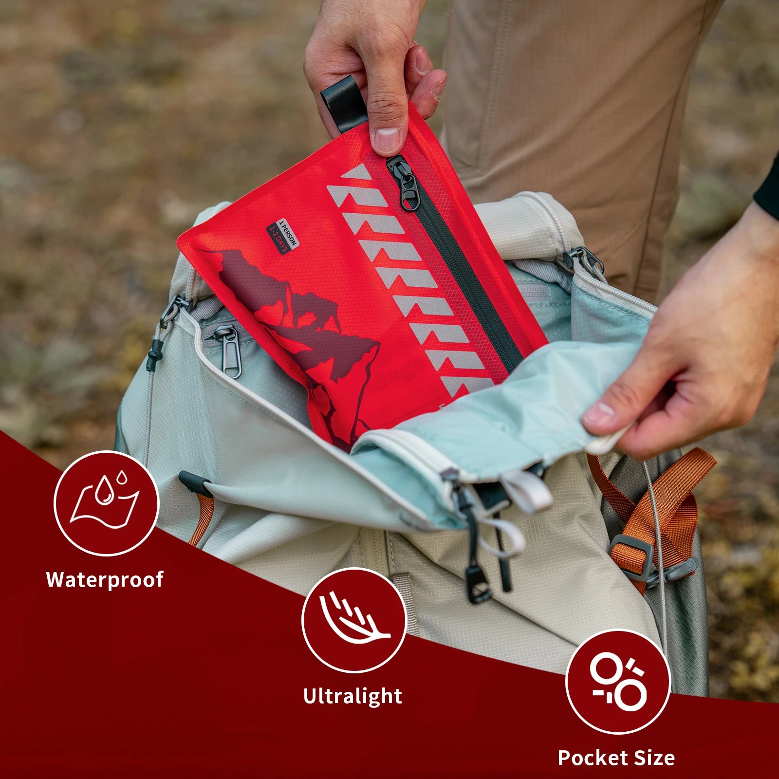 RHINO RESCUE Small First Aid Kit Ultralight Waterproof Medical Kit 107 Pieces for Hiking Backpacking Cycling Travel Vehicles
