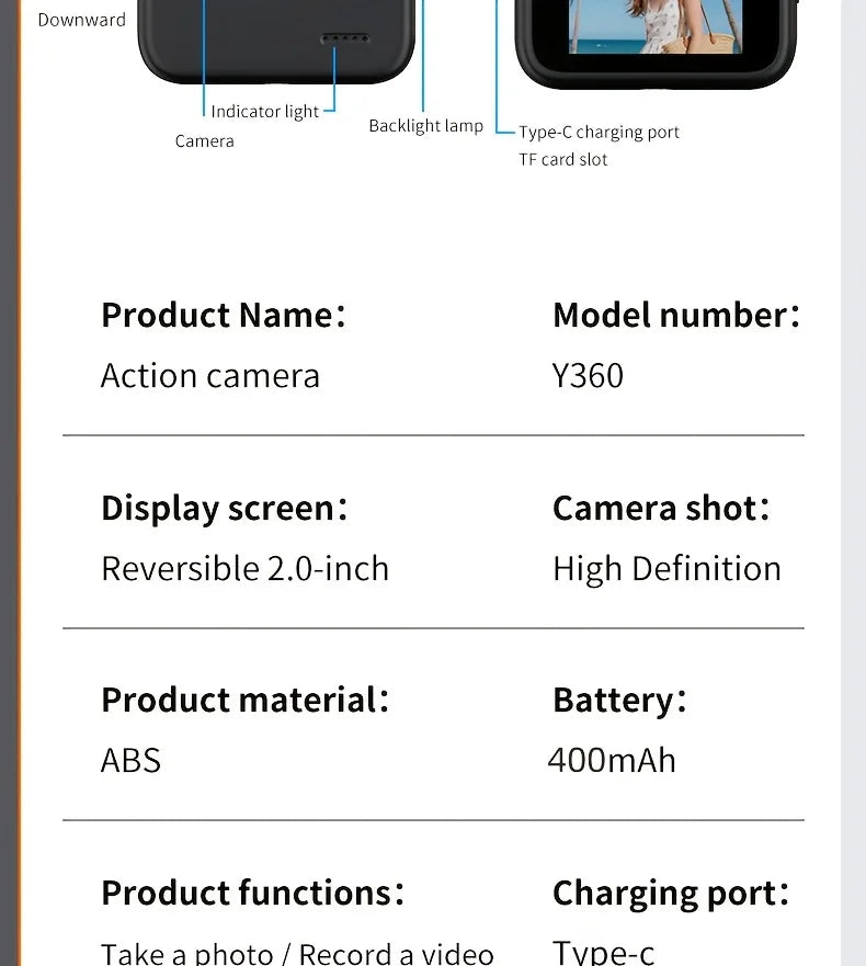 4K HD Flip Screen Thumb Action Camera 20MP Sony Sensor Anti-Shake Wide-Angle Vlog Cycling Camcorder 32GB USB Charging Lightweight Portable POV Camera for Outdoor Travel Cycling