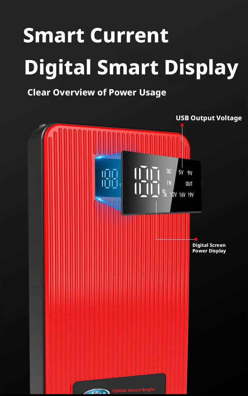 Minus Two 800A Car Jump Starter 12V – Emergency Battery Booster Power Bank with LED Light for Auto, Motorcycle & SUV (Petrol & Diesel)