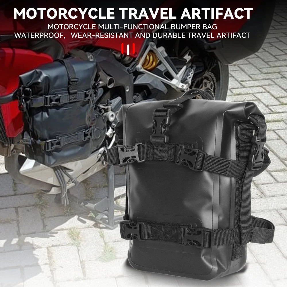 WUMFIRE Motorcycle Bumpers Bag Waterproof 5L-8L Motorcycle Side Frame Bag Motorcycle Crash Bar Bag Universal Saddlebag Tools Storage Bag for BMW R1250GS Honda Suzuki Yamaha – Black (1PC / 2PCS)