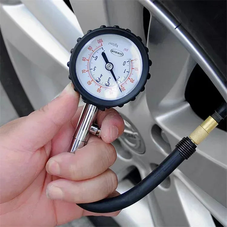 Tire Pressure Gauge – High-Precision 100 PSI Long Tube Tire Gauge for Car, Motorcycle, Truck & Bike