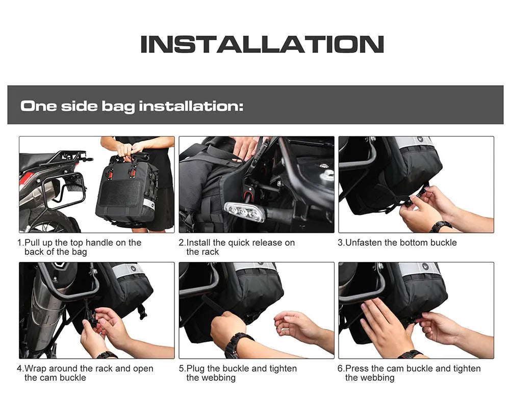 Rhinowalk Motorcycle Side Saddle Bag 20L Universal with Removable 100% Waterproof Inner Bag Motorbike Travel Luggage Accessories – Black / Olive (1PC)