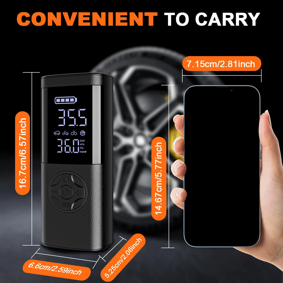 Portable Air Compressor – Mini Wireless Tire Inflator with Digital Display