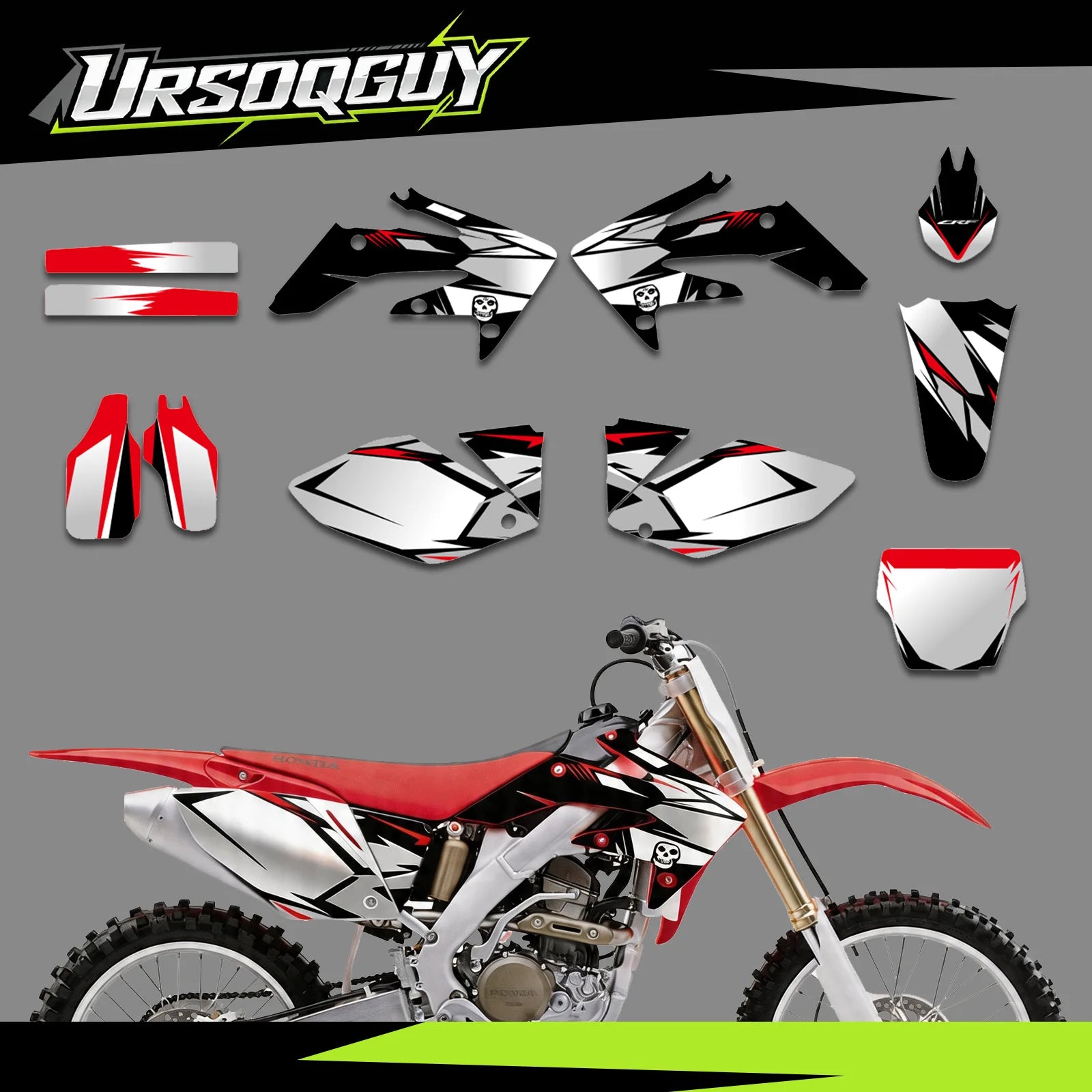 Honda CRF250R 2004–2009 Motorcycle Graphic Background Decal Sticker Kit – 12 Designs – 29mil / 35mil Glossy or 31mil 3D – Ships from USA – $72–$78