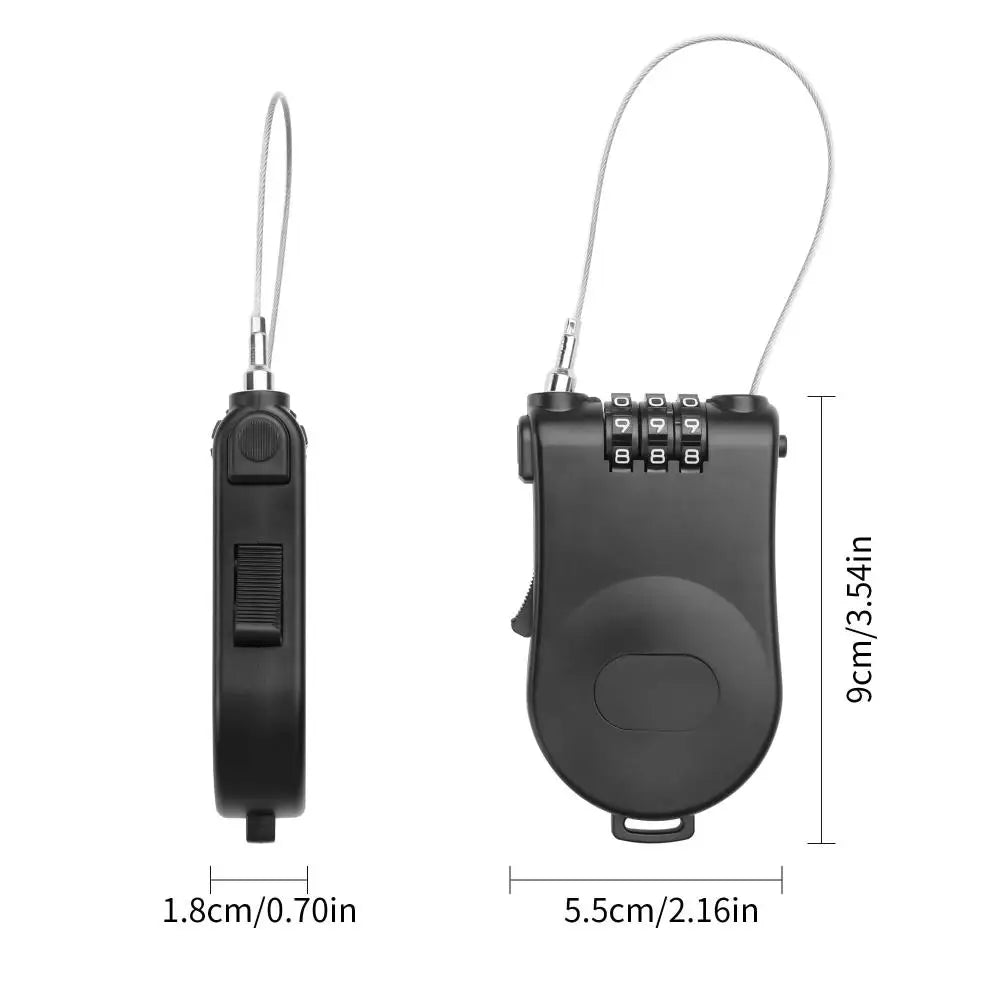 DOMEN Bicycle Steel 3 Digit Cable Code Lock Outdoor Waterproof Motorcycle Helmet Anti-Theft Chain Password Lock Bike Accessories