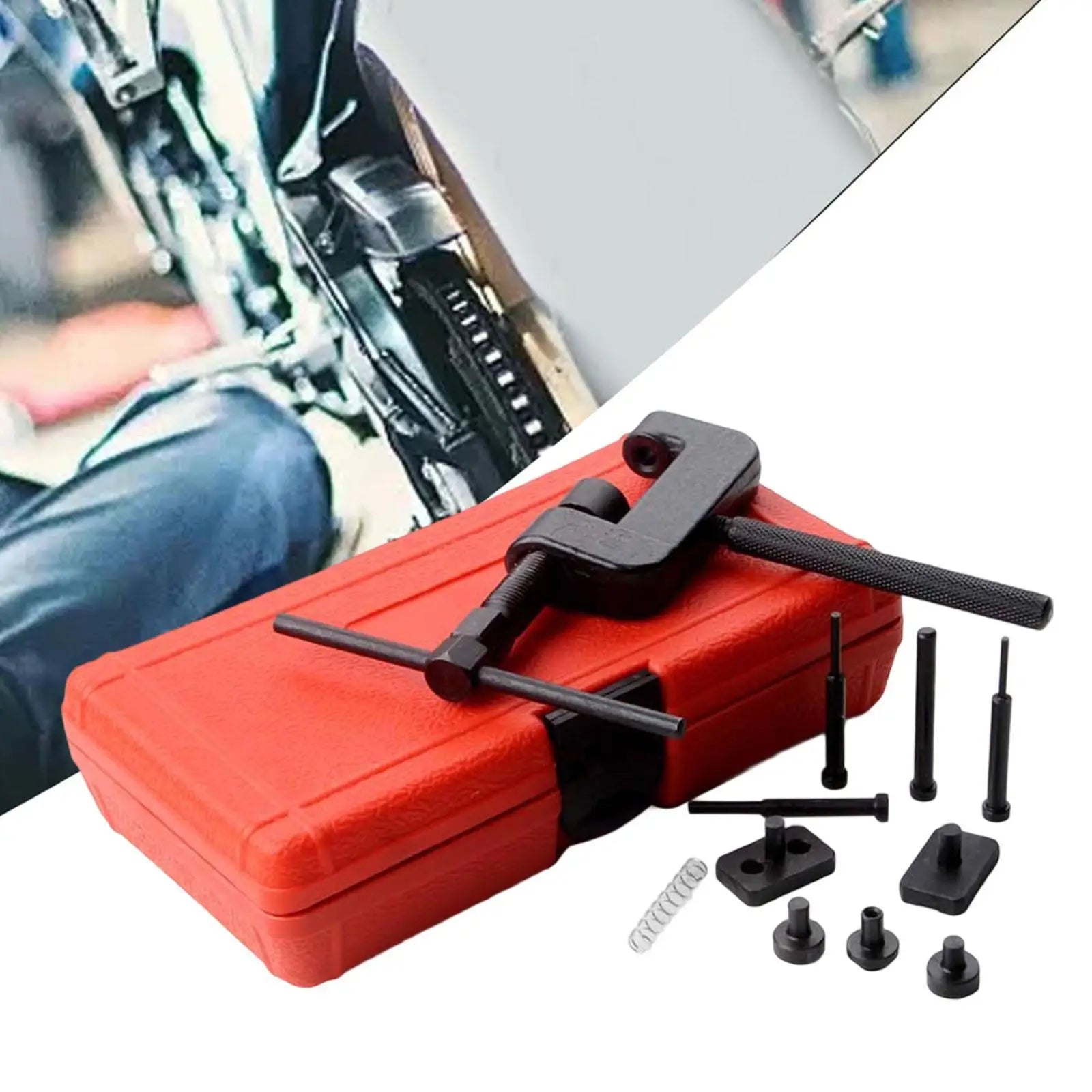 Compact Motorcycle Chain Breaker Tool Kit – 45# Steel Chain Cutter & Riveter for Bicycle & Motorcycle – Carrying Case Included – $64