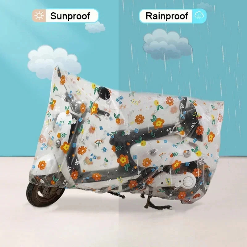 Universal Electric Vehicle Rain Cover Motorcycle Sun Shield Electric Bicycle Rainproof Sunproof Outdoor Sunproof Moto Rain Cover – 190T Polyester Taffeta Waterproof Dustproof UV Resistant Windproof Snowproof XL XXL