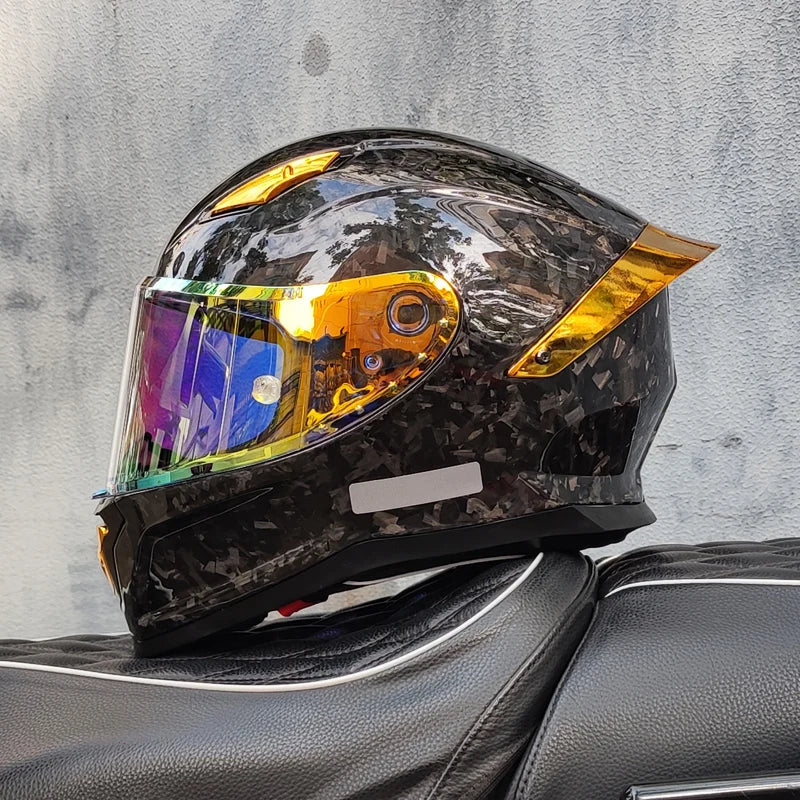 Carbon Fiber Helmets – ORZ Full Face Motorcycle Helmet, Color Visor, DOT Approved, All-Season