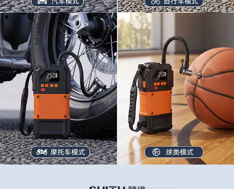 All-in-One Car Jump Starter & Tire Inflator – 500A Battery Booster with 4 Inflation Modes for Auto, Bike, Motorcycle & Sports Balls