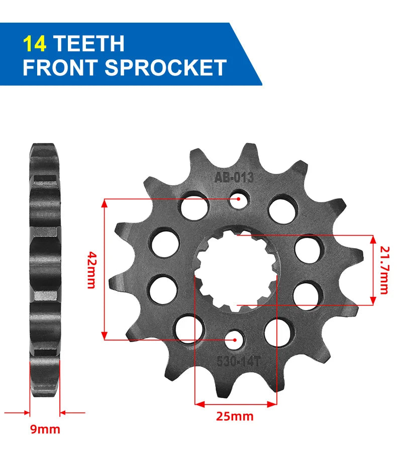 530 Front Sprocket 14T–17T Suzuki GSX
