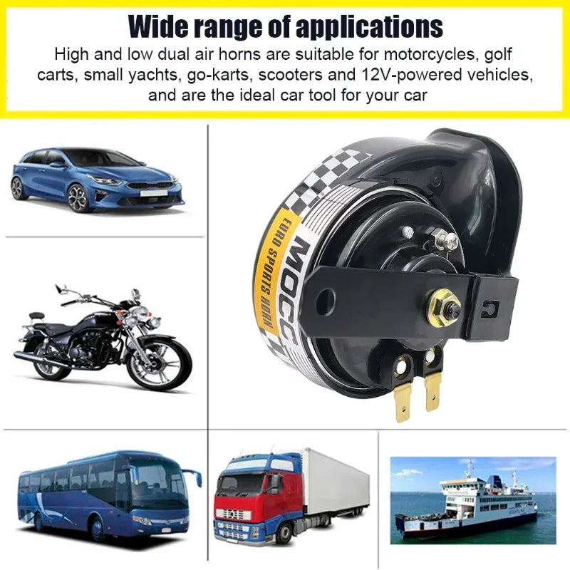 Motorcycle Horn – 12V 130dB Super Loud 510Hz Waterproof Snail Horn