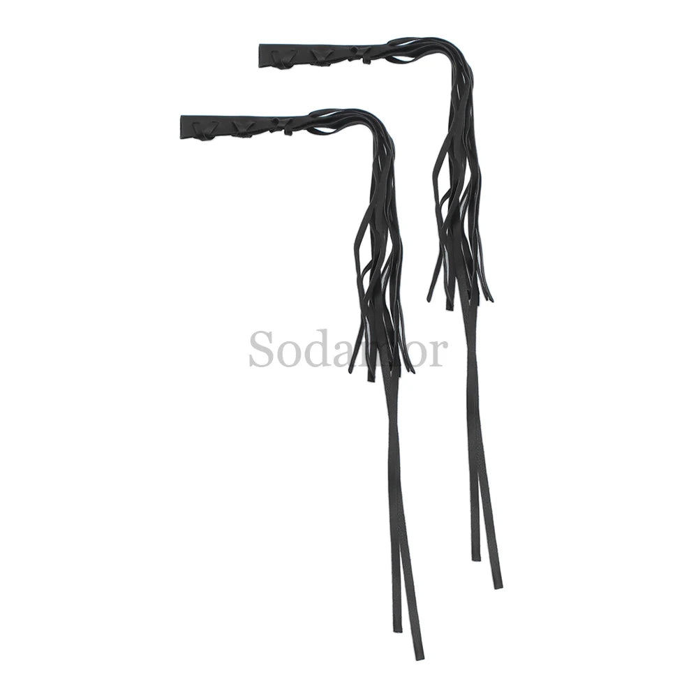 Universal Harley / Honda / Yamaha / Suzuki PU Leather Brake & Clutch Lever Cover – Fringe Tassels – Black – 1 Pair – $15