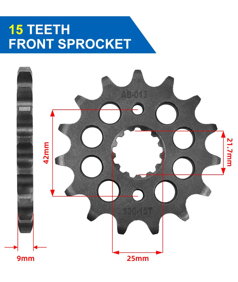 530 Front Sprocket 14T–17T Suzuki GSX