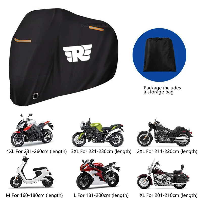 Motorcycle Cover Waterproof Outdoor Scooter UV Protector Dust Rain Cover for Royal Enfield Bullet Meteor Classic 350 500 Interceptor 650 Continental GT Himalayan – 210D Oxford Cloth Black M-4XL