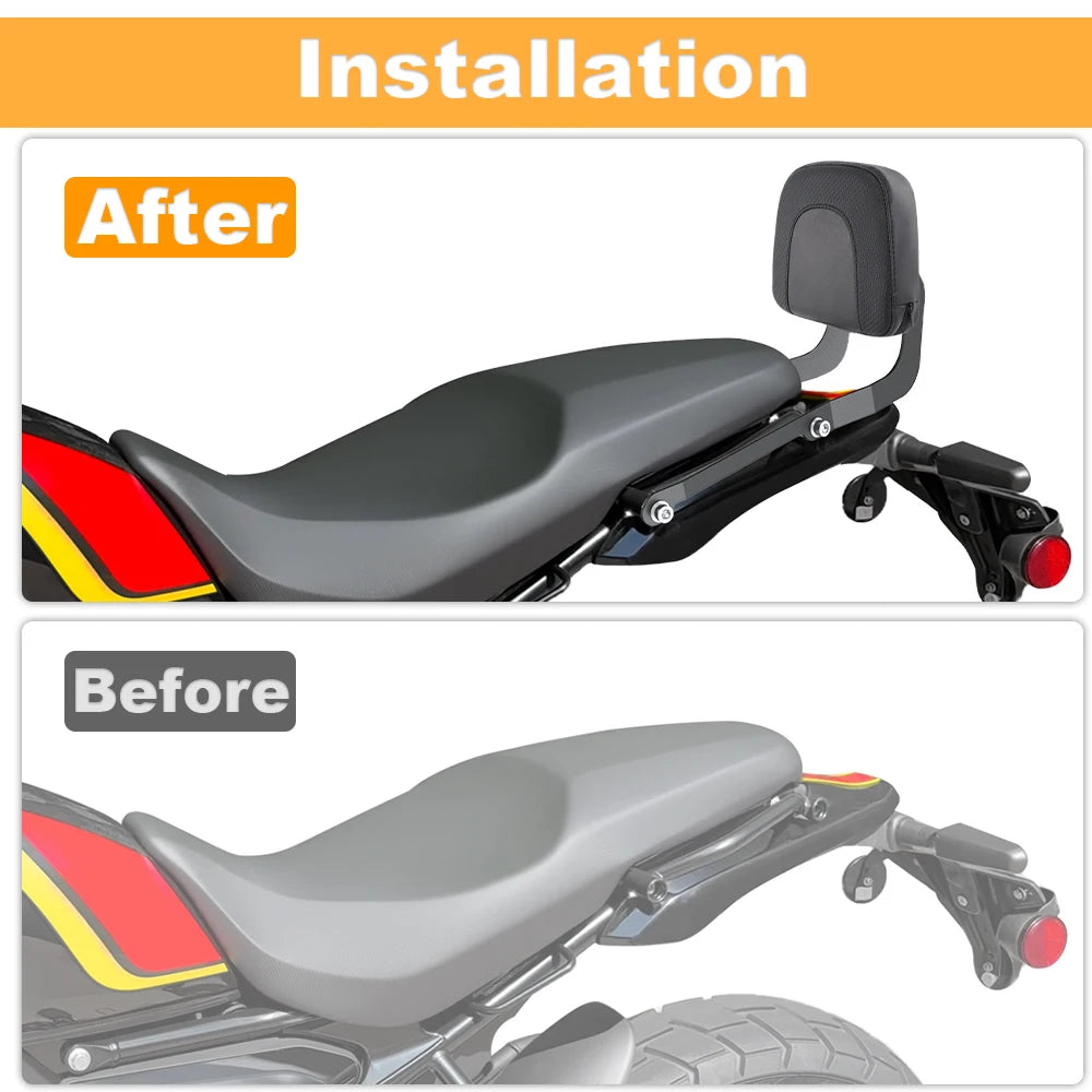 Rest Backrest Holder Sissy Bar with Cushion Pad Motorcycle Rear Passenger Seat Back Guerrilla 450 2024-2025 For Royal Enfield