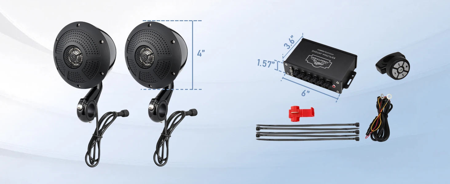 Motorcycle Speakers – 1000W Bluetooth 4-Channel Full-Range Stereo