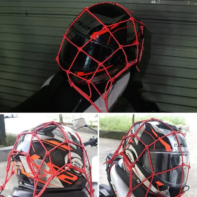 Cargo Net – Reflective Motorcycle Helmet & Luggage Bungee Net