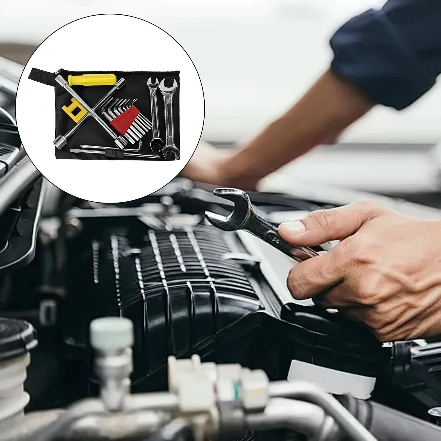 NIUXIANG 8-Piece Socket Wrench, Screwdriver & Hex Tool Kit – Bicycle & Motorcycle Repair – Portable Tool Bag – $14