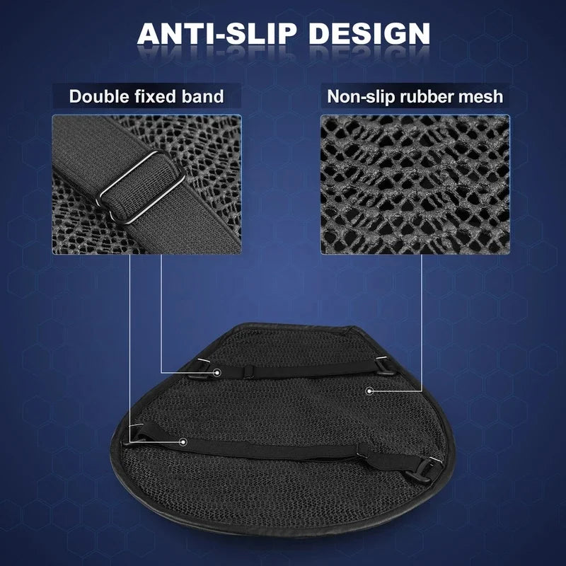 3D Honeycomb Gel Motorcycle Seat Cushion Non Slip Pressure Relief Ride Seat Pad Comfort Moto Riding Accessory